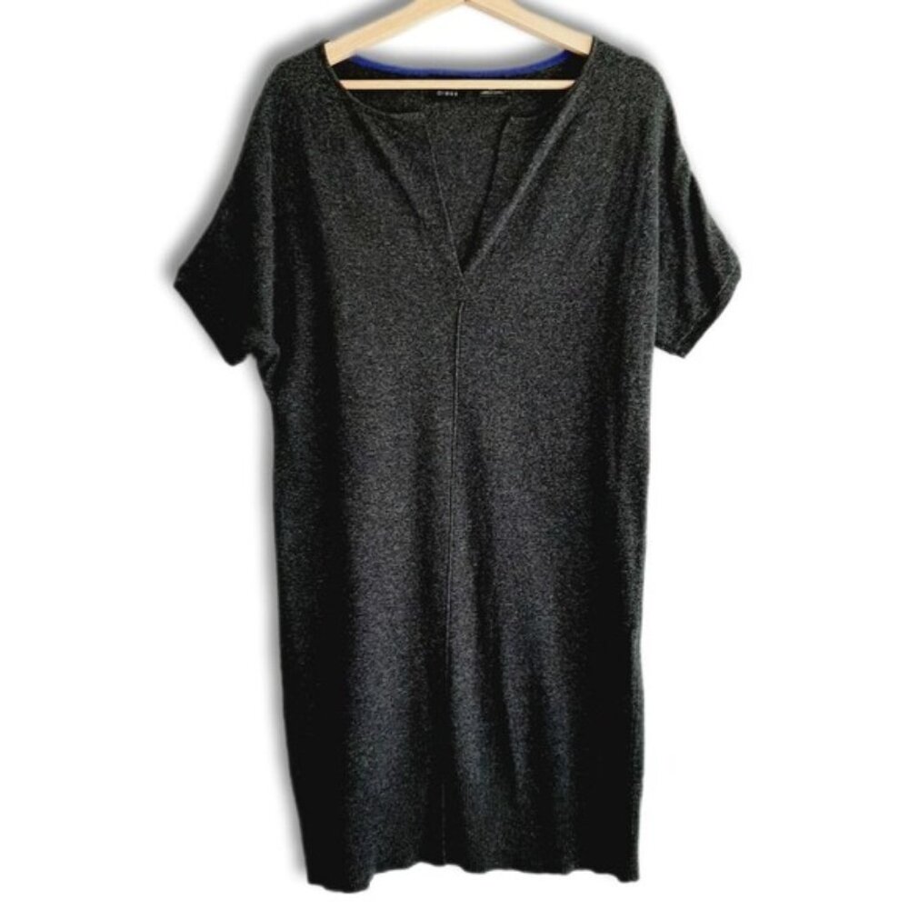 PRESS DRESS Fine Knit Soft & Comfy Sweater Tunic / Mini Dress Gray Sz S